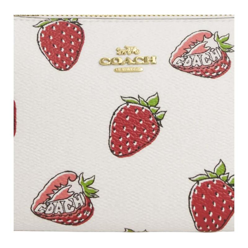 Coach Nolita 19 Strawberry Print Metal Micro Label Artificial Leather Handbag Small Women's Chalk White Mixed Colors
