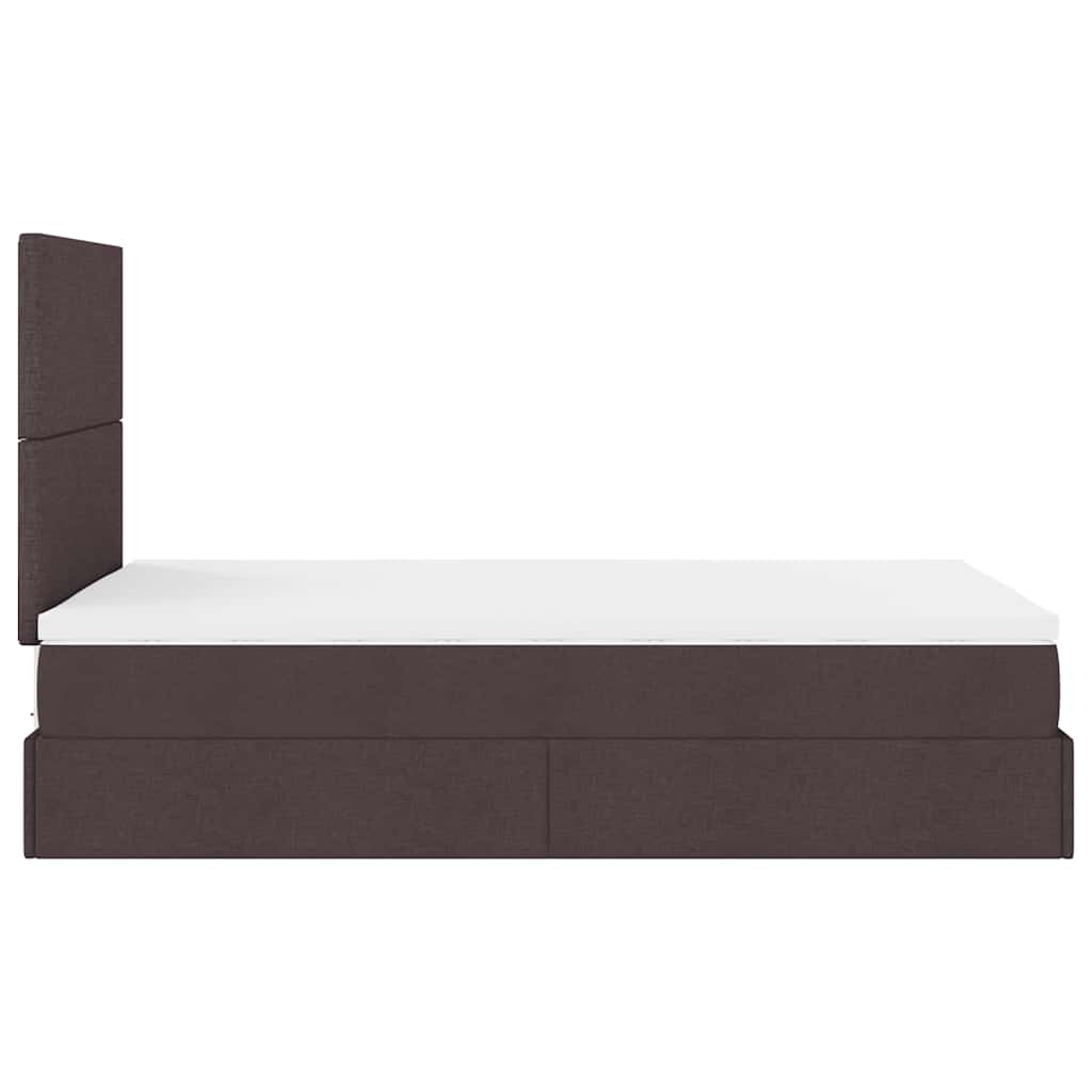 Enjoy a restful night s sleep with this ottoman bed with mattress and LED lighting in dark brown measuring 120 x 190 cm