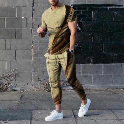 Pantaloni da uomo estivi Tuta da 2 pezzi Set moda Tops T-shirt a maniche corte + pantaloni sportivi lunghi Abbigliamento uomo oversize