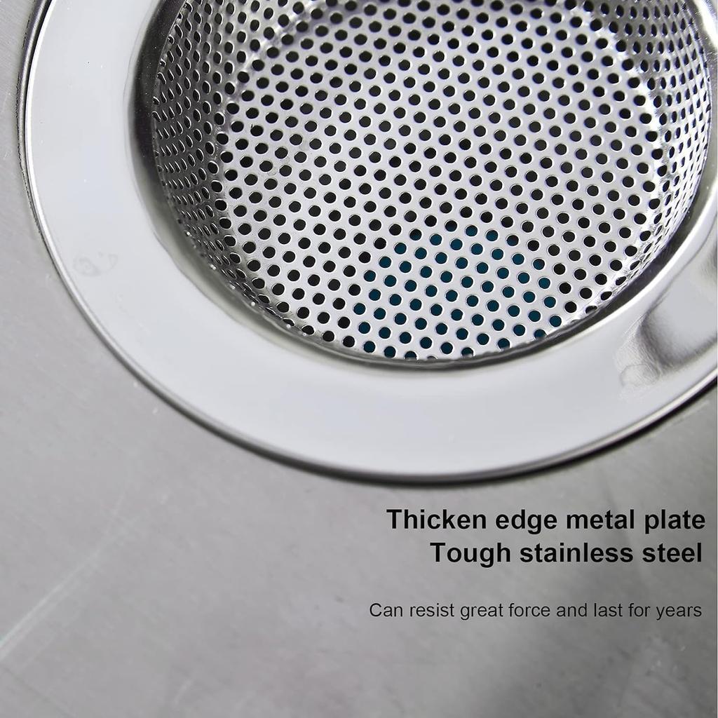 Kitchen Sink Strainer Stainless Steel, LASSHSWA Kitchen Sink Drain Strainer, Sink Strainers for Kitchen Sinks with Large Wide Rim 4.5" Diameter (2