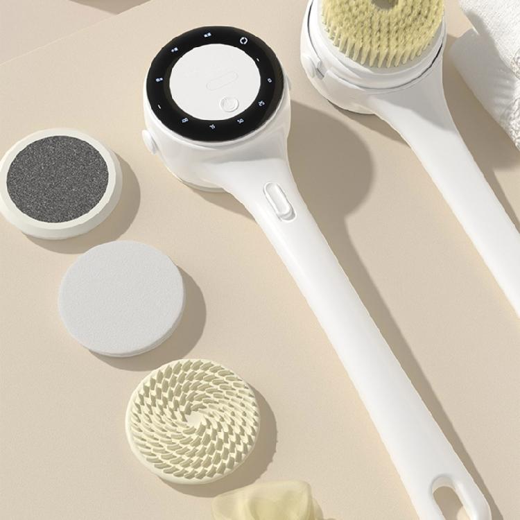 Body Scrubber 5MultiUse Brush Head IPX7 Waterproof Rechargeable Long Handle For Deep Pore Cleansing Relaxing Tool