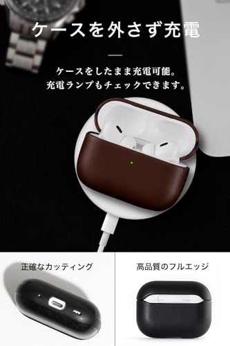 SIMON Tochigi Leather AirPods Pro 2 Leather Case [USB-C Compatible] (Tochigi Black)