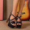 Steel Pipe Fashion Show Platform High Heeled Sandals - European & American Style, Waterproof, Absolutely Beautiful.