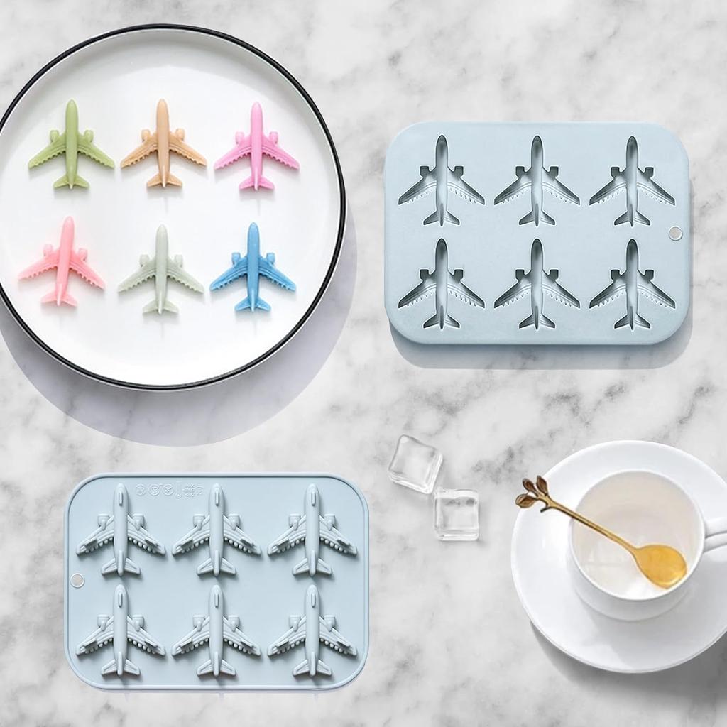 Airplane Fondant Silicone Mold, 3D Airplane Ice Cube Tray, Aircraft Silicone Chocolate Candy Mold, Airplane Shape Baking Mould for Mousse, Jellies,