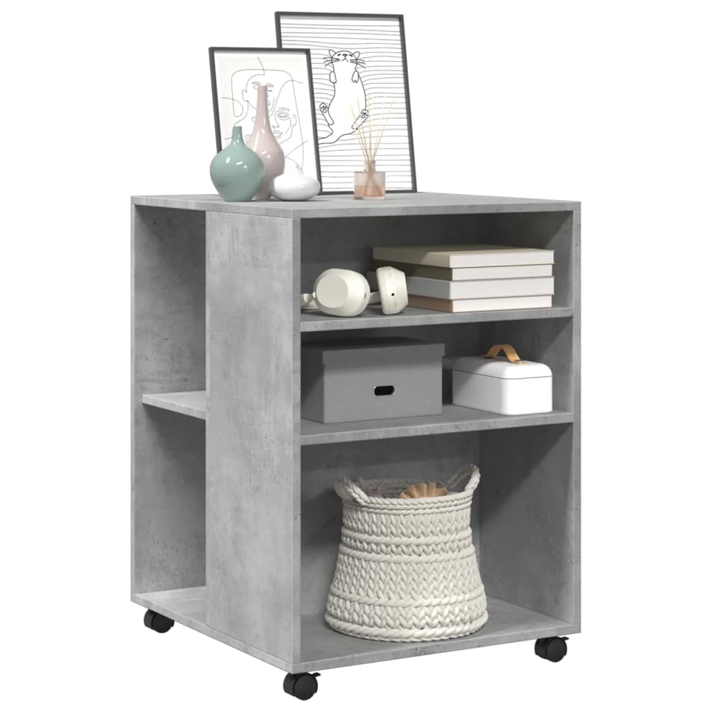 Side Table with Casters Concrete Grey 55x60x78 cm Particleboard