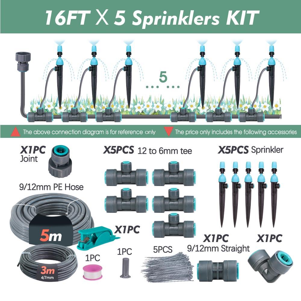 

3/8 Garden Irrigation Watering System 12mm PE Hose 360° Adjustable 2-in-1 Misting Quick Connect Sprinkler Micro Dripper Sprayer