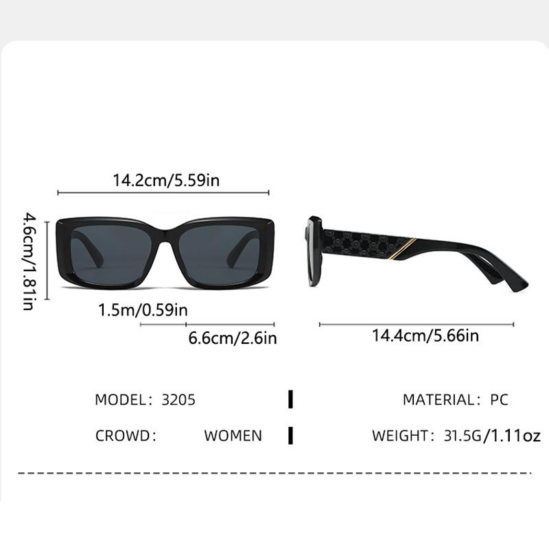 2/6PCS Sunglasses For Women Fashion Large Frame Square Sunglasses High-end Anti-ultraviolet Street Photography Sunglasses 3205