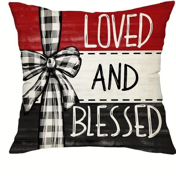 Home Decor Hearts & Hugs: Love, Kisses, and Blessings Pattern Cushion Cover Suitable for Sofa Bedroom Car Pillow Cover