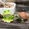 yangyizhi Mini Resin Frog And Turtle Statues, Micro Landscape Animal Ornaments, Small Figurines for Succulents Pots Moss Tanks Tabletop Gardening
