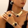 Elegant Oval Spiral Vortex Women's Jewelry Set: Statement Necklace, Versatile Earrings, Bracelet, and Ring