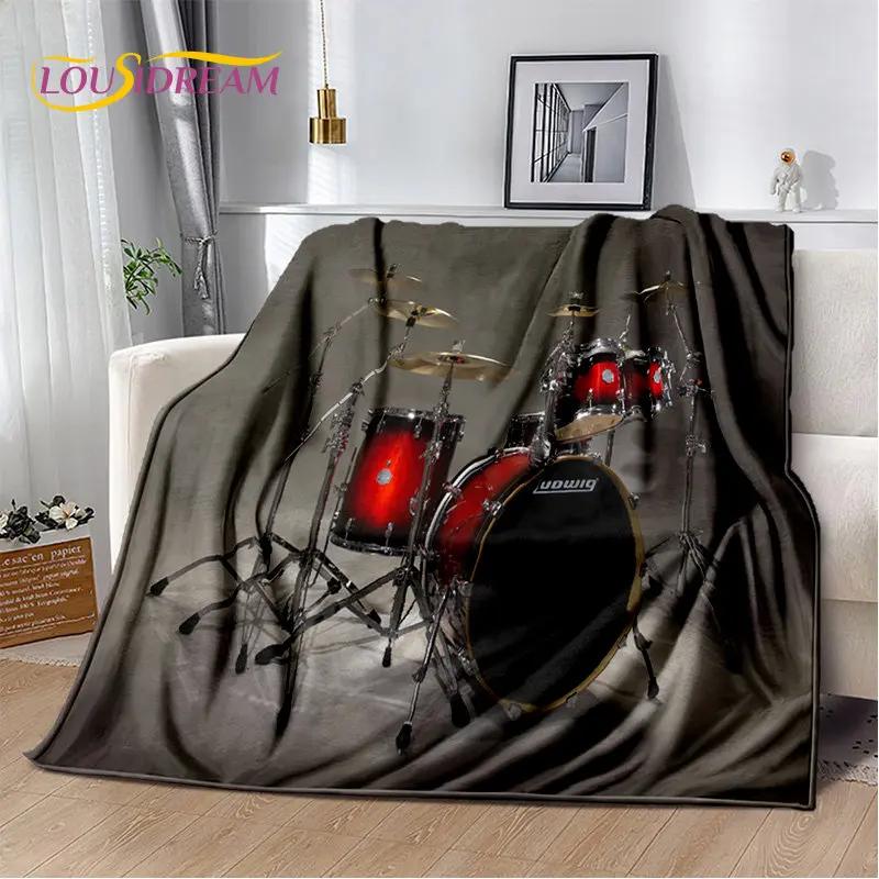 Kit de tambor musical, conjunto de instrumentos, cobertor de pelúcia macio, cobertor de flanela, cobertor para sala de estar, quarto, cama, sofá, piquenique, criança