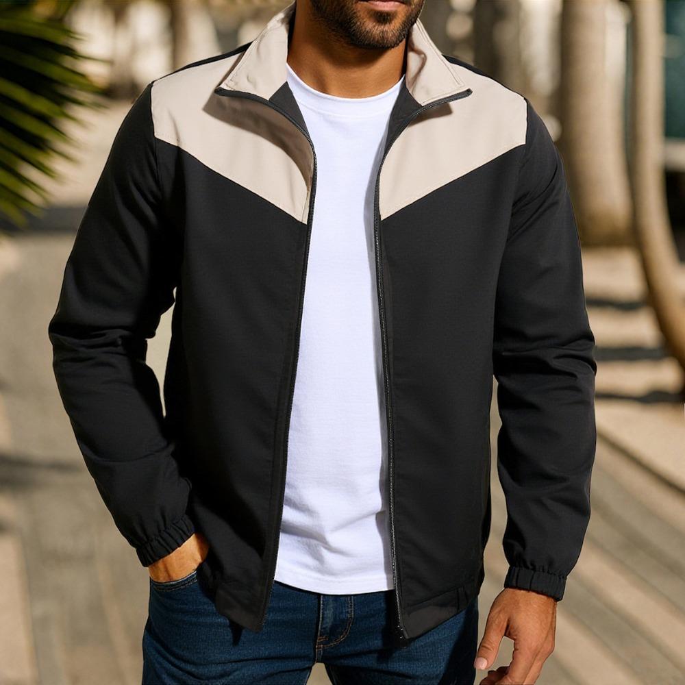 Autumn Pilot Jacket, Men's Casual and Fashionable Zipper Stand-up Collar Top
