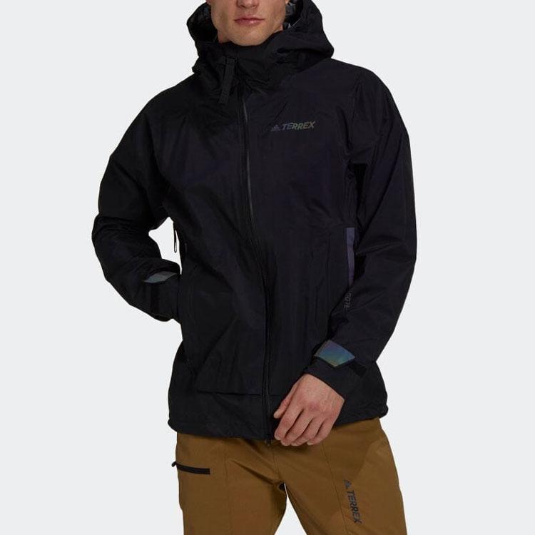 Adidas Solid Color Logo Stripe Casual Hooded Jacket Men Outerwear Black GM4817