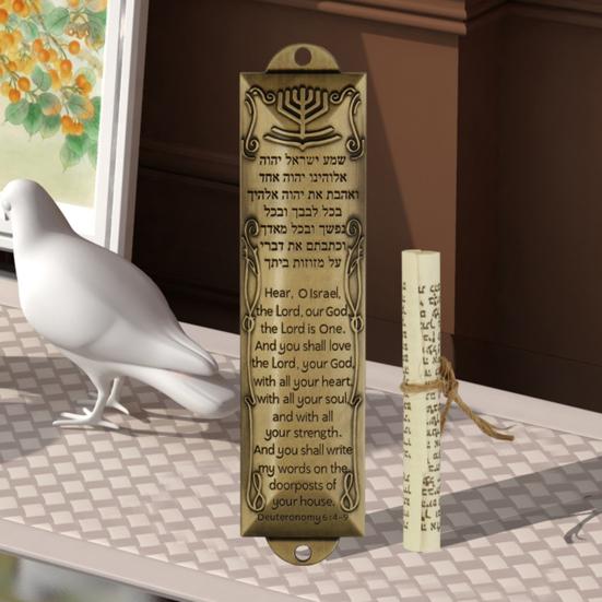 Mezuzah with Scroll English Hebrew Blessing Scripture Heavy Duty Metal Mezuzah House Door Plaque Decoration Jewish Gifts