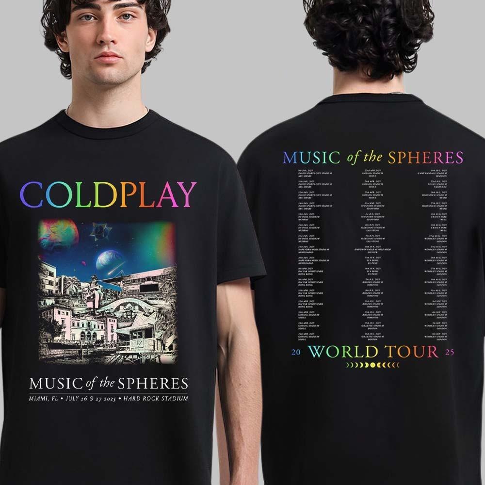 2026 Coldplay Miami Music Of The Spheres Tour Tee In Florida At H Rock St XXXXL