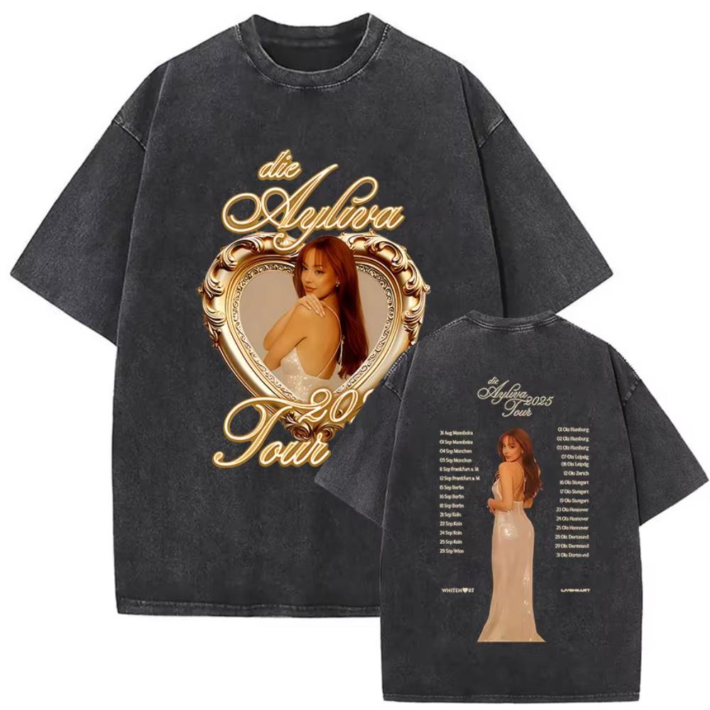 Cantante Die Ayliva Tour Fan Merch Magliette Uomo Donna Album Musicale Hip Hop T-shirt a Maniche Corte T-shirt in Puro Cotone Streetwear