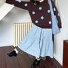 Japanese Retro Brown Plaid Double-Layer Cake Skirt for Women - Autumn/Winter Fake Two-Piece Design 