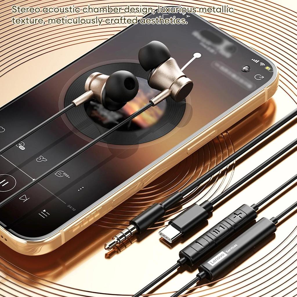 Original Lenovo YF31 Soft Fit In-Ear Wired Earphones Gaming Headphone Type-C/3.5mm 360° Surround Sound Ultra-low Latency Earbuds With Mic NEW
