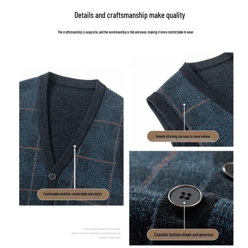Hengyuanxiang Men's V-Neck Wool Knit Vest