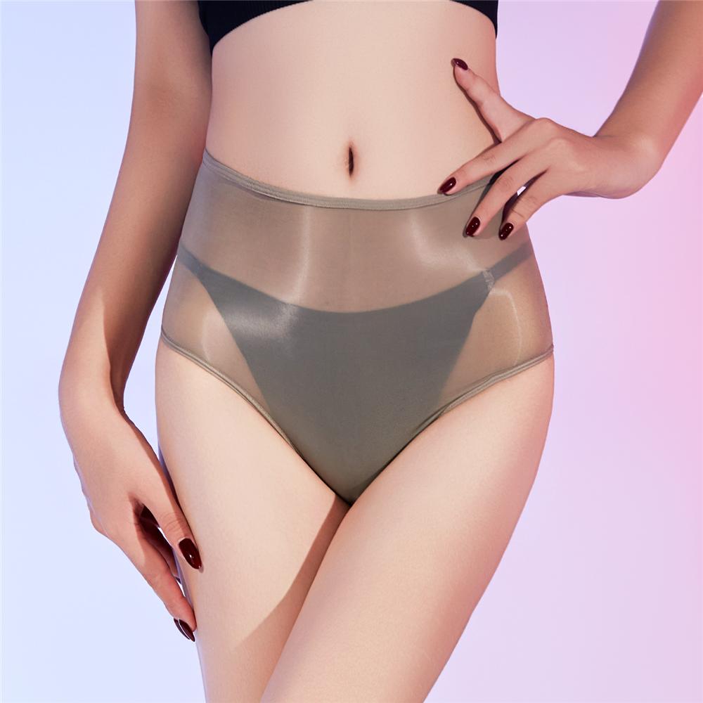 Sexy Women 6D Elastic Oil Glossy Shiny U Convex Pouch Briefs Smooth Breathable Open Crotch Safety Shorts Bottom Underwear