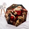 1 PC Automatic Folding Umbrella - Christmas horses, Christmas dogs Pattern, Portable & Foldable Design with 10 Ribs, Christmas Birthday Gifts