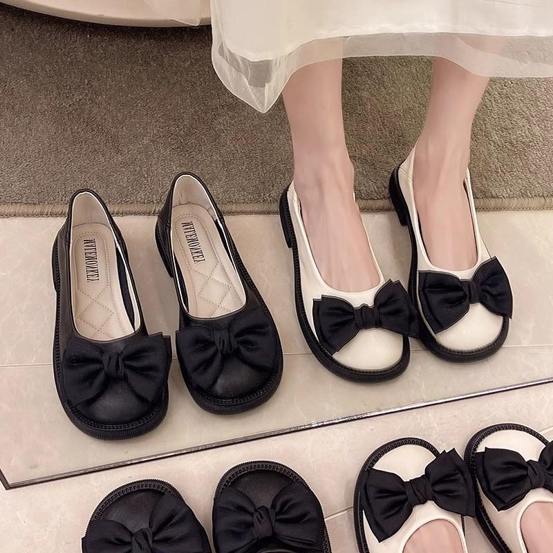 2025 new Korean version Mary Jane single shoes new summer round head soft sole Doudou shoes versatile flat bottom shallow mouth women's shoes