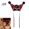 Holiday Photo Booth Decorations Christmas Jester Hat, Velvet Star Clown Hat with Gold Trim Pom Retro Style Performance Headpiece Poms, Adjustable Tie,