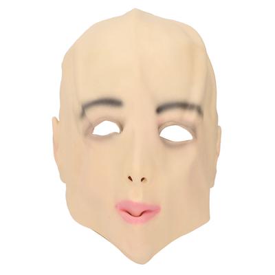 Full Head Realistic Female Latex Face Mouth Eye Holes Beauty Cover Lifelike Realistic Overhead Human Latex Face