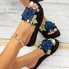 Ciabatte Eleganti da Donna con Plateau Floreale e Rose, Sandali da Spiaggia Slip-On Estivi a Punta Tonda con Cinturino alla Caviglia, Scarpe Zeppa Comode con Suola Antiscivolo in EVA