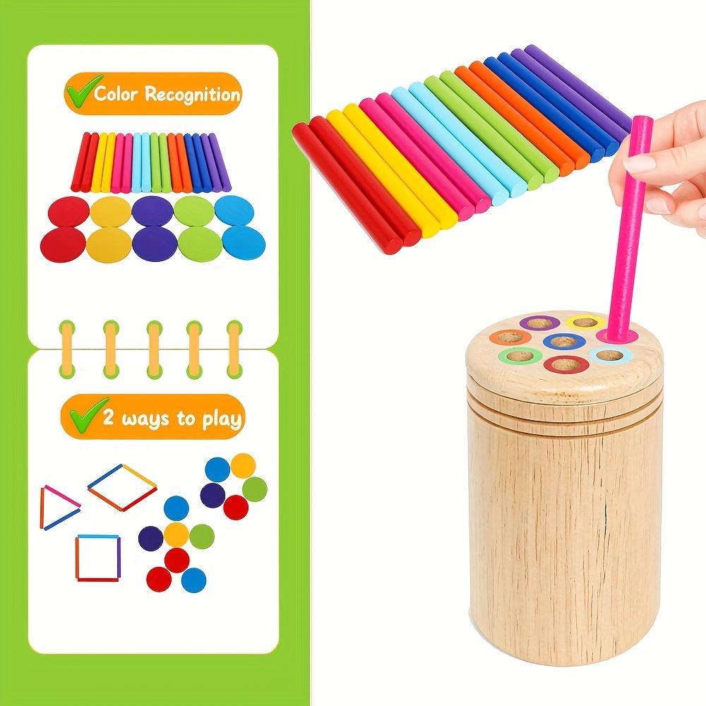 Wooden 3in1 Color Sorting Cup Color Sorting and Counting Game, Suitable for Birthday, Christmas Gift