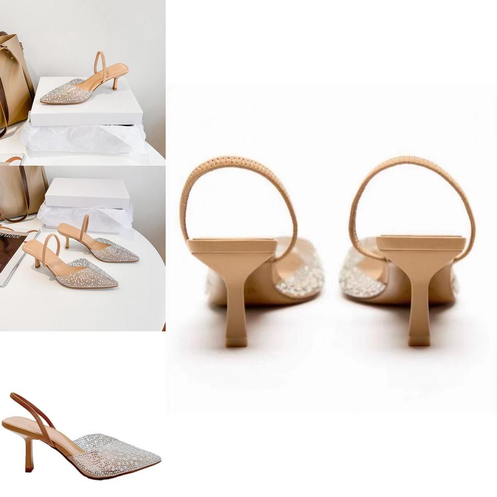 Sandalias de Tacón con Adornos de Perlas para el Verano
