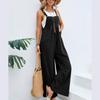 Overalls mit weitem Bein für Damen, lässig, aus Baumwolle und Leinen, lockerer Umstands-Jumpsuit für den Sommer und den Strand