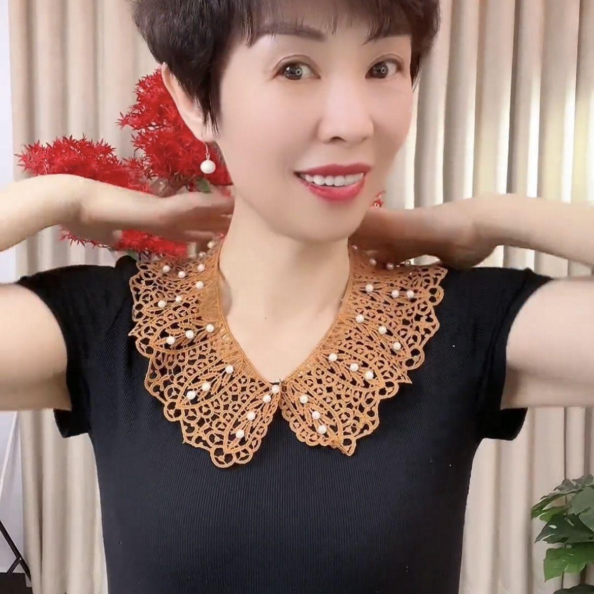 

Новый кружевной воротник-стойка с бисером Fang - Хлопково-шелковая шаль в корейском стиле для защиты от солнца летом