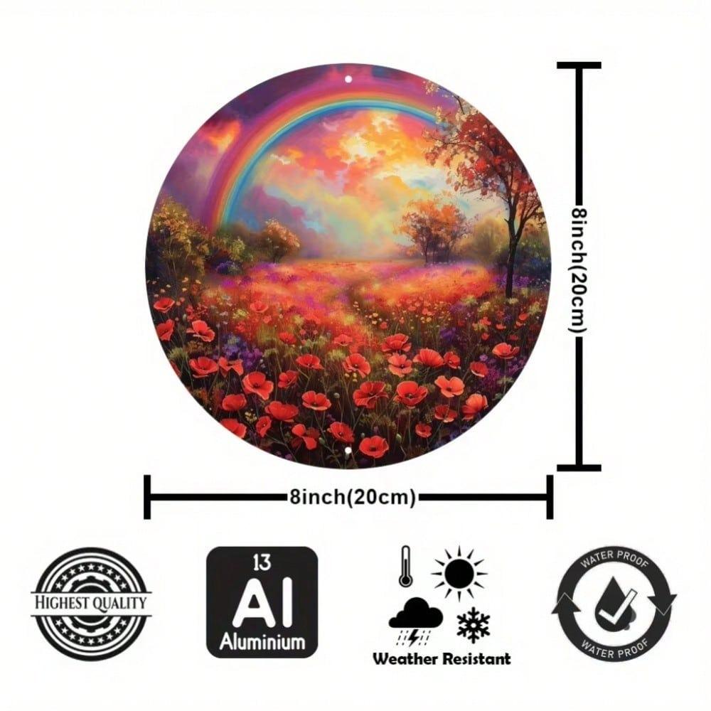 Vibrant Poppy Field Metal Wall Art Durable Home Office Decor
