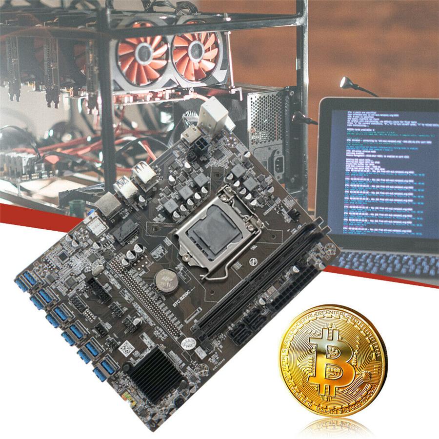B250C Mining Motherboard with 12 PCIE Slots, Converted To USB 3.0 for GPU, LGA1151 GEN6 / 7, for Ddr4