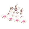 1/12 Dollhouse Miniature Dining Ware Porcelain Tea Set Dish Cup Plate Pot 15Pcs White+Pink/Green