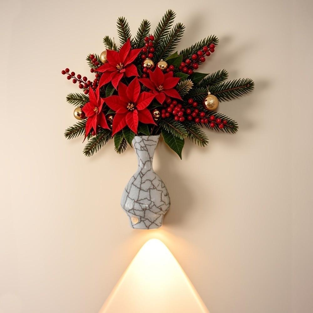 Christmas Vase Shape Night Light No Drilling Wall Decoration Magnetic Wall Light Bedroom