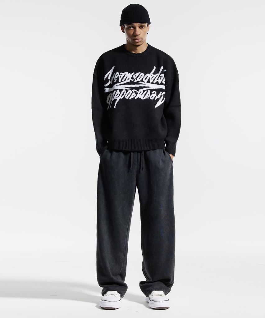 CREAM SODA LAB Big Graphic Jacquard Knit Sweatshirt Black