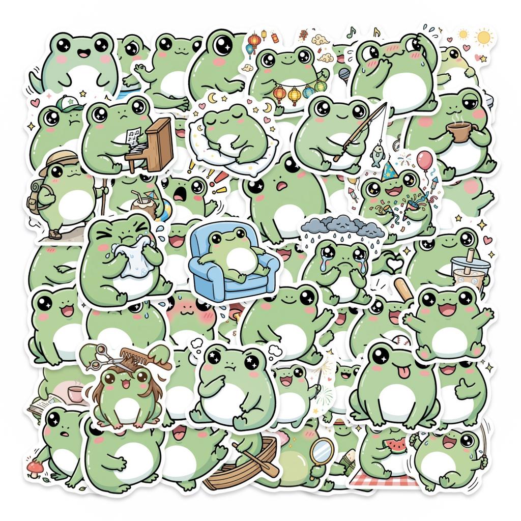 56 Frog Daily Sticker Set, Creative Cute Hand Account Notebook Material Children'S Stickers
