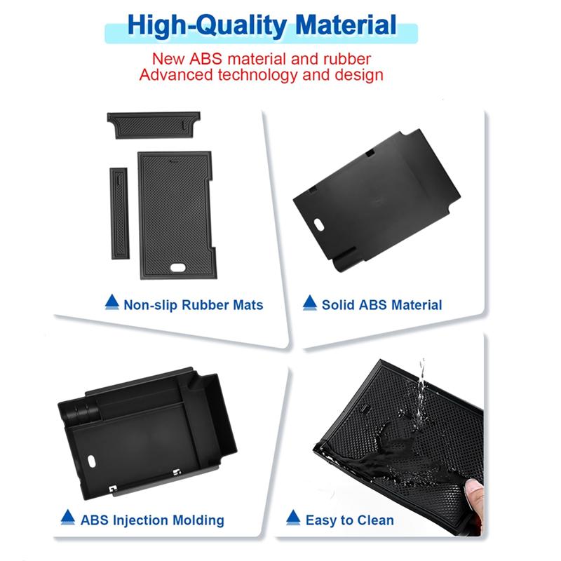 Center Console Organizer, Armrest Trays Storage Box Interior Accessories Black For Subaru Crosstrek 2024-A87Q