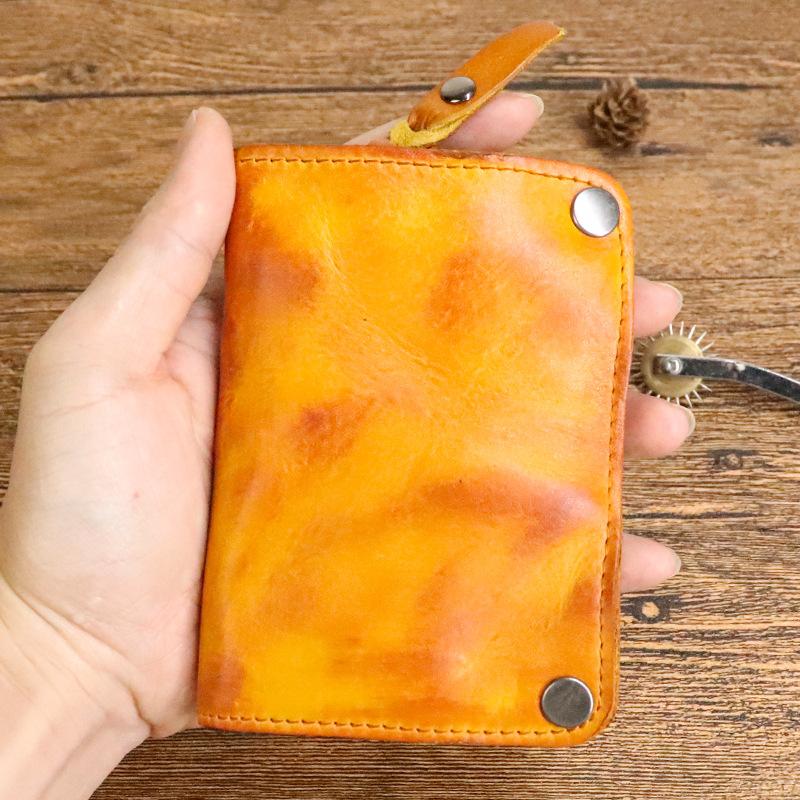

New Vegetable Tanned Leather Wallet, Men s Cowhide Multifunctional Three in One Card Bag, Key Bag жёлтый