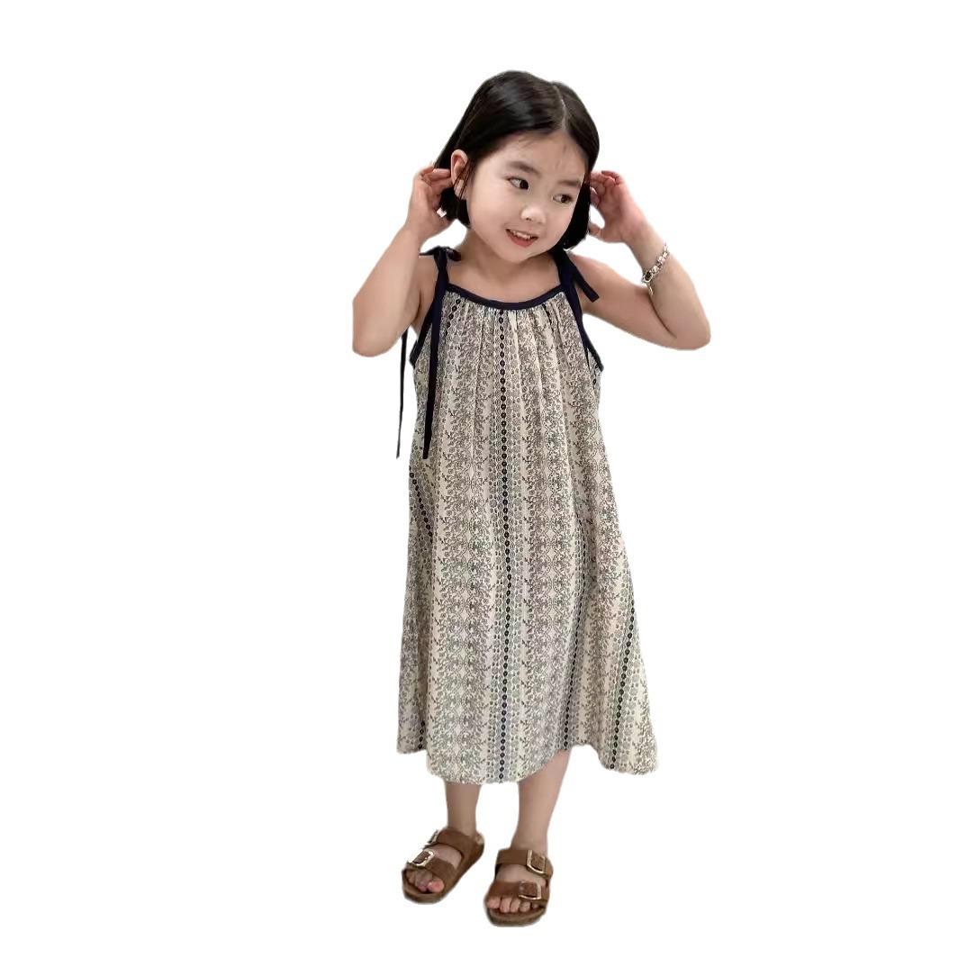 

Children s Skirts New Children s Clothing Korean Version Lace-up Cute Floral Loose Girls Dress