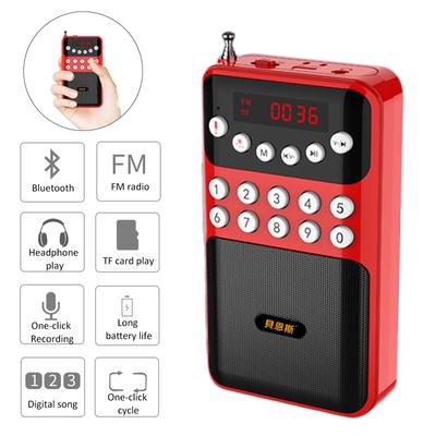 Taşınabilir Mini Radyo FM Alıcı Kablosuz Bluetooth Hoparlör TF MP3 Çalar 3.5mm Jaklı Kayıt Desteği 18650 Şarj Edilebilir