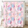 Pink Bath Shower Curtain with Swan Print Home Decoration for Bathroom Waterproof Fabric Printed Curtains Pink
