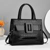 Taizhou Patent Leather Croc-Pattern Women's Versatile Handbag - Large Capacity Shoulder & Crossbody Mom Bag
