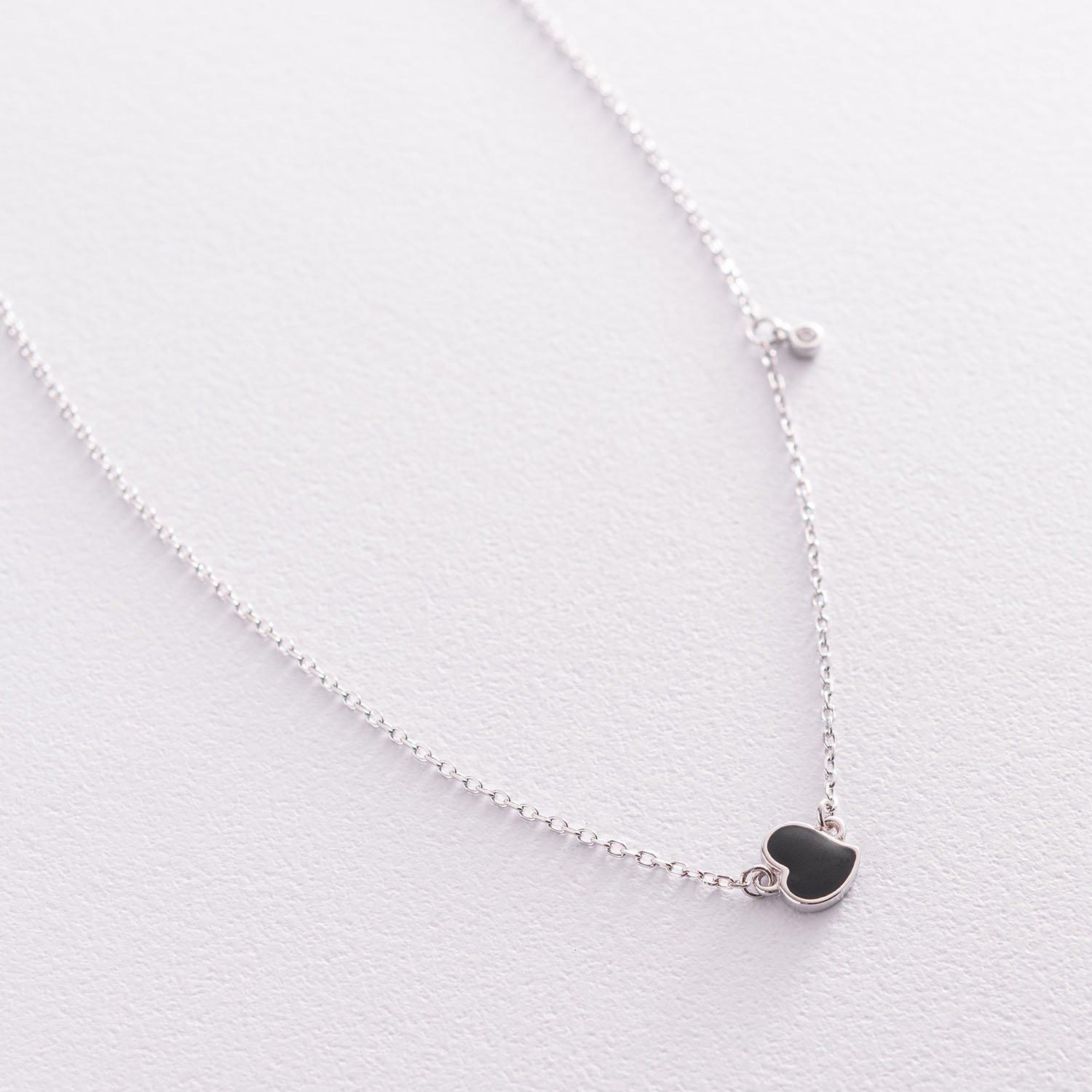 

Срібна каблучка Серце (емаль, фіаніт) Oniks 45 срібний