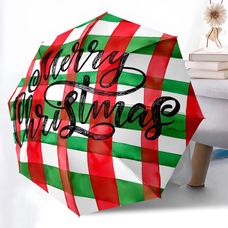 1pc Christmas Plaid Automatic Open/Close Umbrella - Compact Travel Umbrella, Gift for Birthdayyy251208191