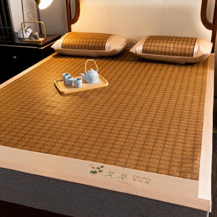 Summer Double-Sided Foldable Rattan and Ice Silk Cooling Mat