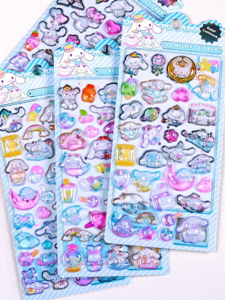 3D Embossed Stickers, Children'S Cartoon Stickers, Sanrio Water Decals, Cute Water Shaker Stickers, Suitable For Phone Cases And