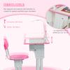 Scrivania e Sedia per Bambini Set Altezza Regolabile Studio Tavolo Set con Cassetto, Supporto per Libri, Portapenne - Rosa